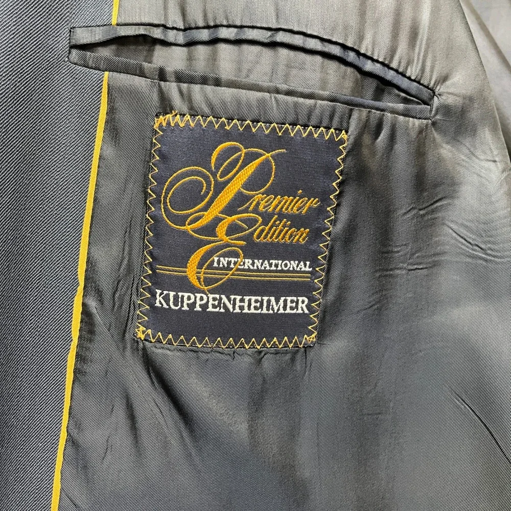 VTG 80s 90s Kuppenheimer Premier Edition Blazer Mens 48R Navy Blue 2-Button USA